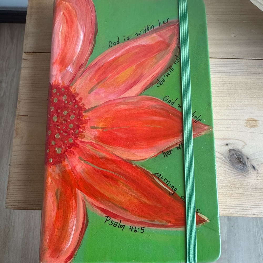 Inspirational Red and Green Floral Journal
